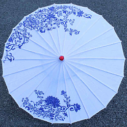 Китайские тканевые зонтики Гжель 82х54см, №1