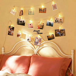 Гирлянда "Прищепки" 2 м х 5,5 см х 20 ламп от батареек